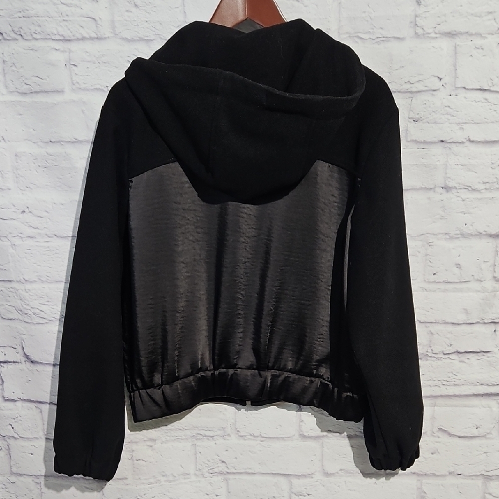 Simply Vera Vera Wang Black Satin Back Bomber Jacket - Picture 6 of 8
